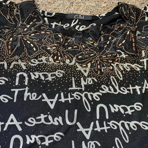 Carl Fancy Sexy Stretch Casual Blouse Top Women Size S/M - Picture 4 of 7